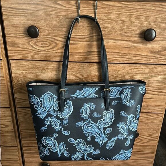 MK large Blue Paisley Tote Bag - Picture 2 of 6